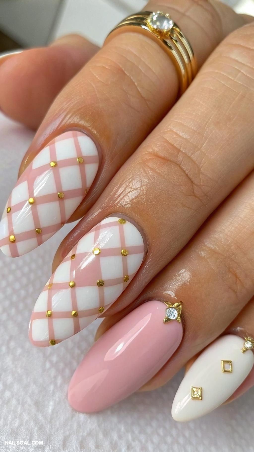 checkered nails Two tone checkered nails with negative space