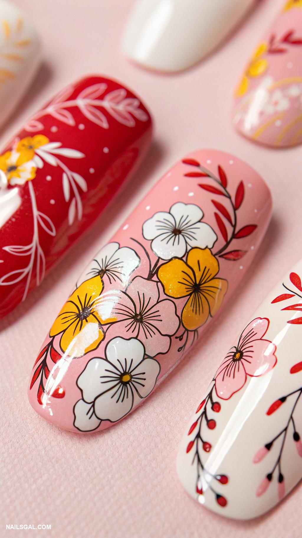 mexican nails Floral designs for a festive vibe