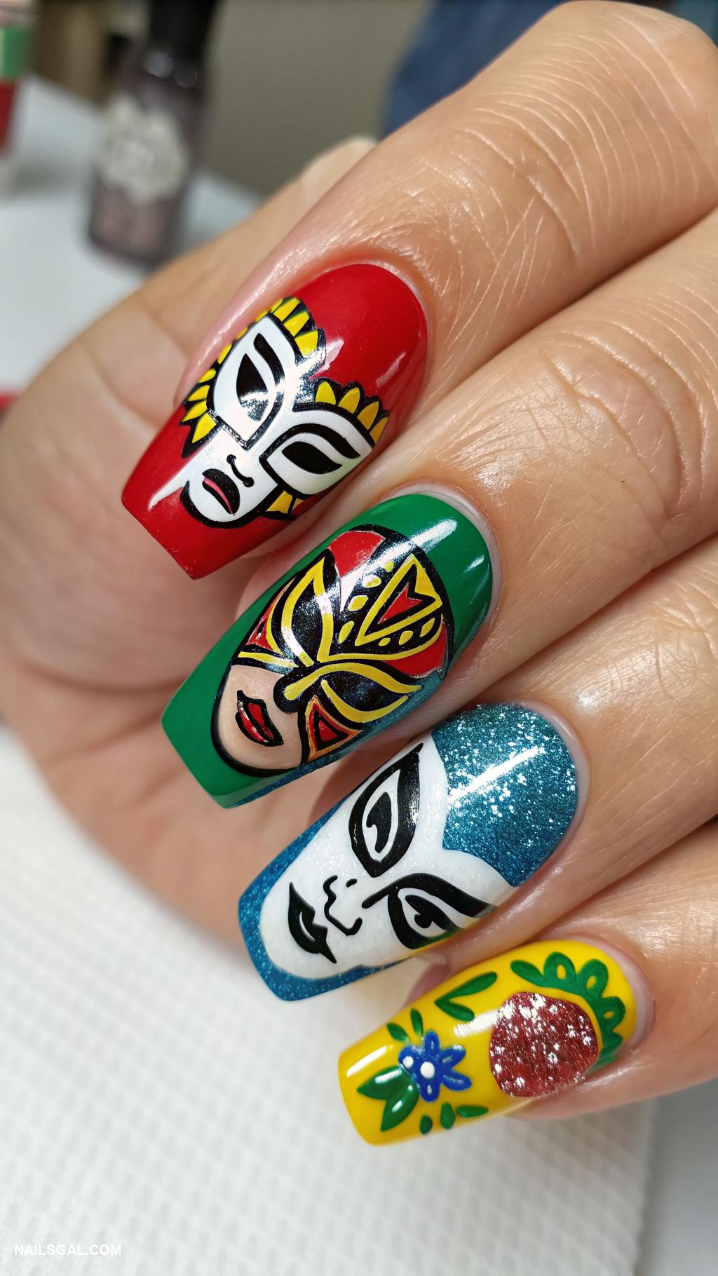 mexican nails Luchador mask designs for fun