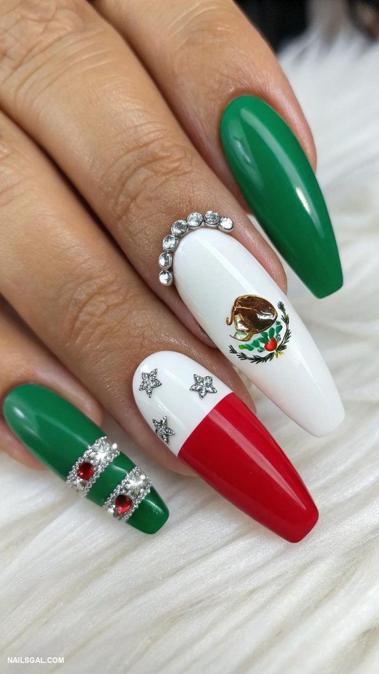 mexican nails Mexican flag colors for patriotism